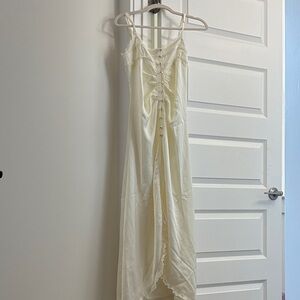 ARALINA cream lace-trimmed maxi slip gown size small vintage inspired pinup